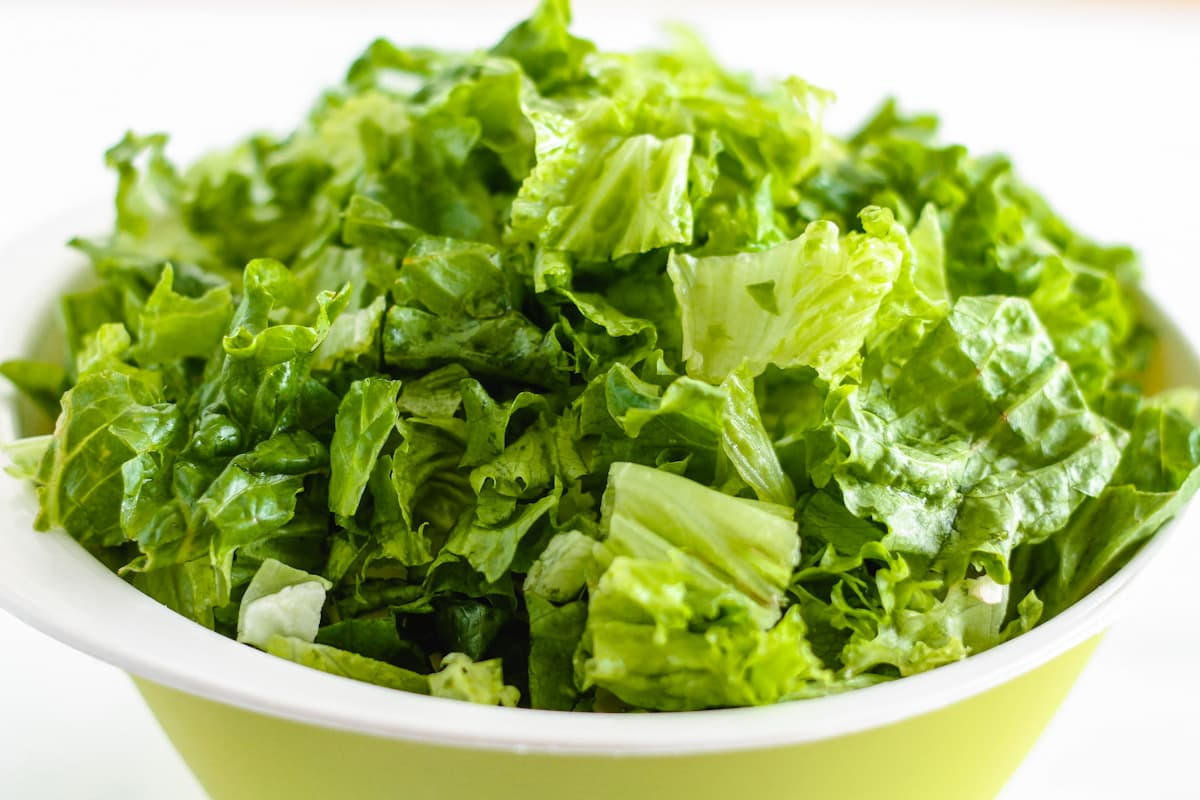 a bowl of chopped green salad.
