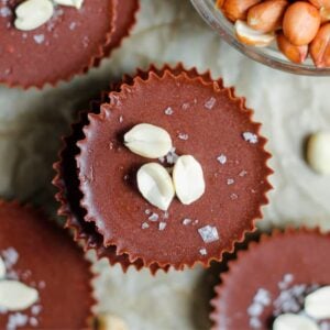 An overhead image of healthy peanut butter cups.