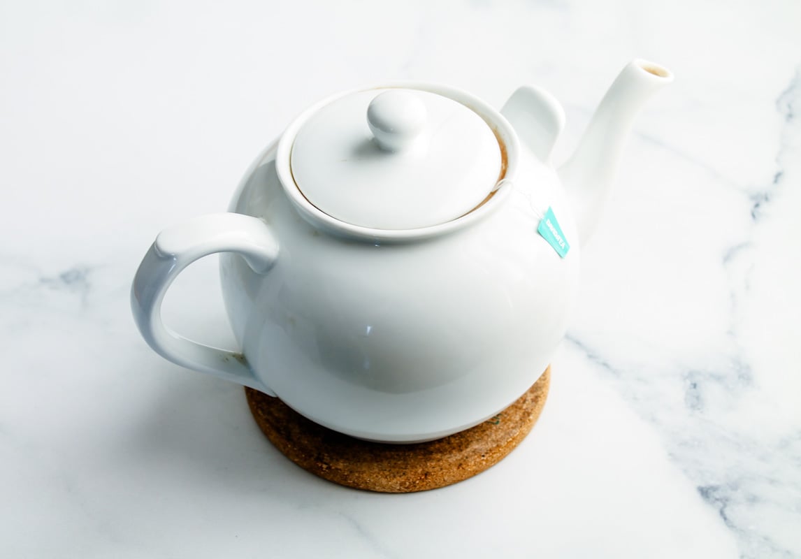 A teapot on a counter.