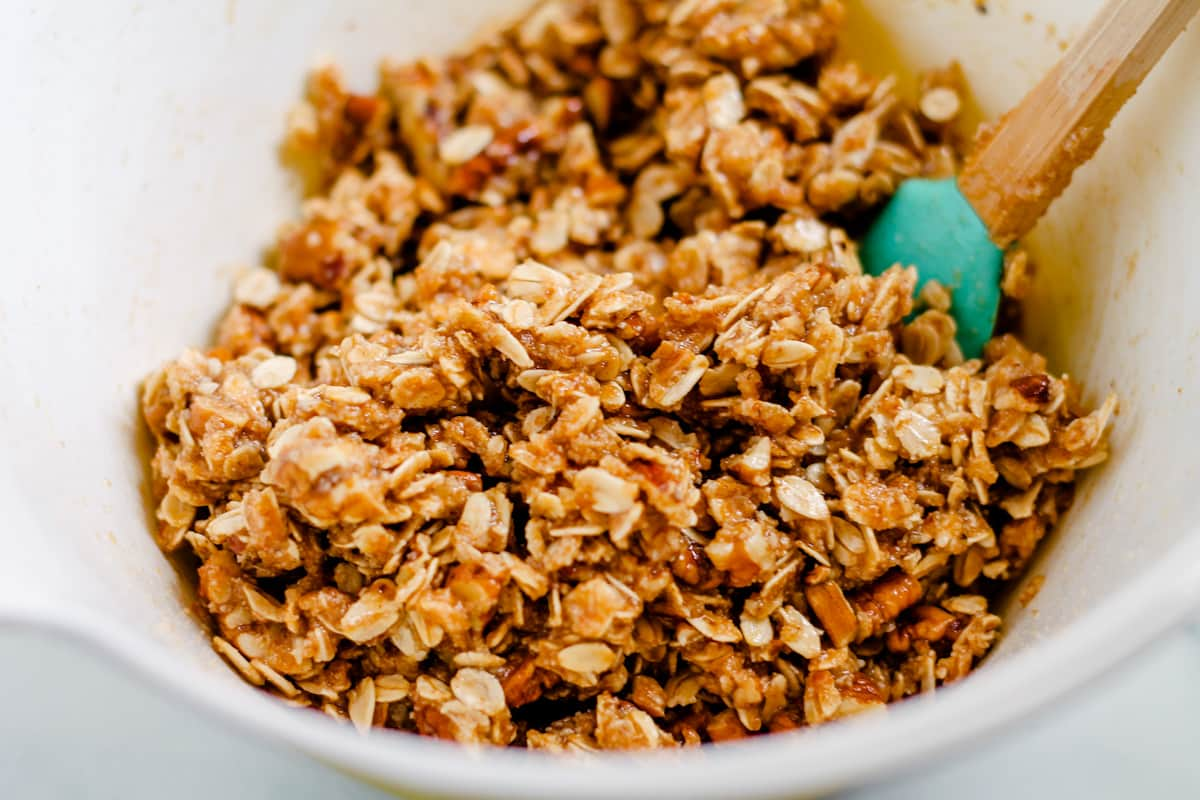 A bowl of crumble topping.