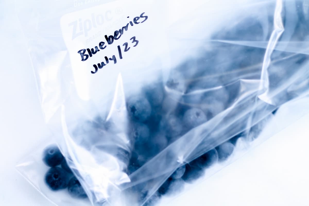 A bag of frozen berries.