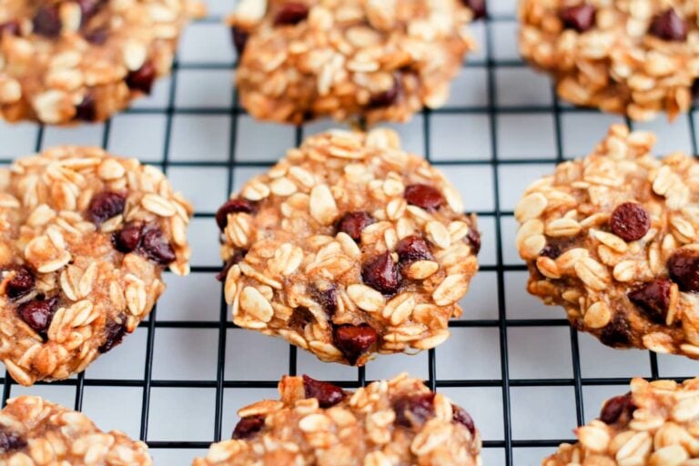 A rack of 3-ingredient oatmeal cookies.