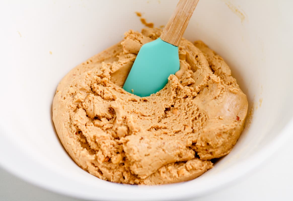 Ingredients being mixed in a bowl.