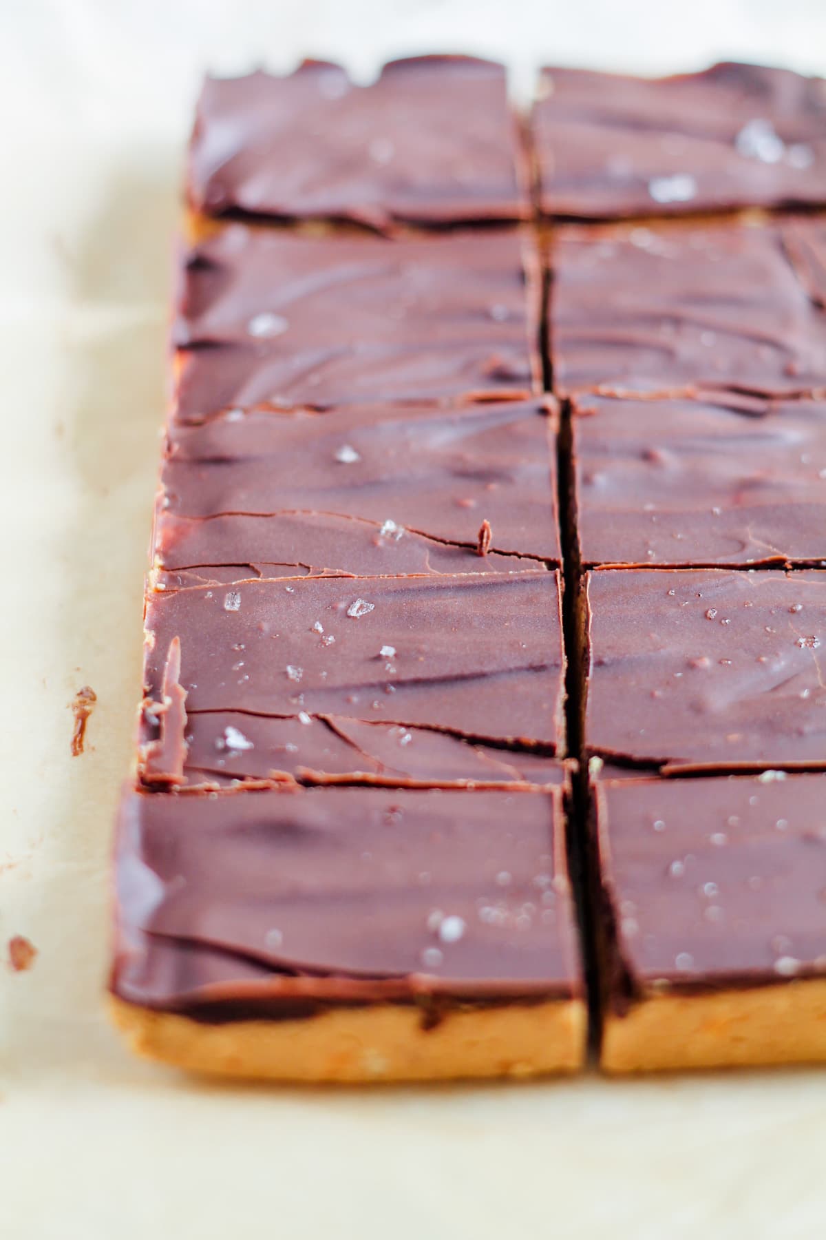 Protein fudge sliced into bars on a counter.