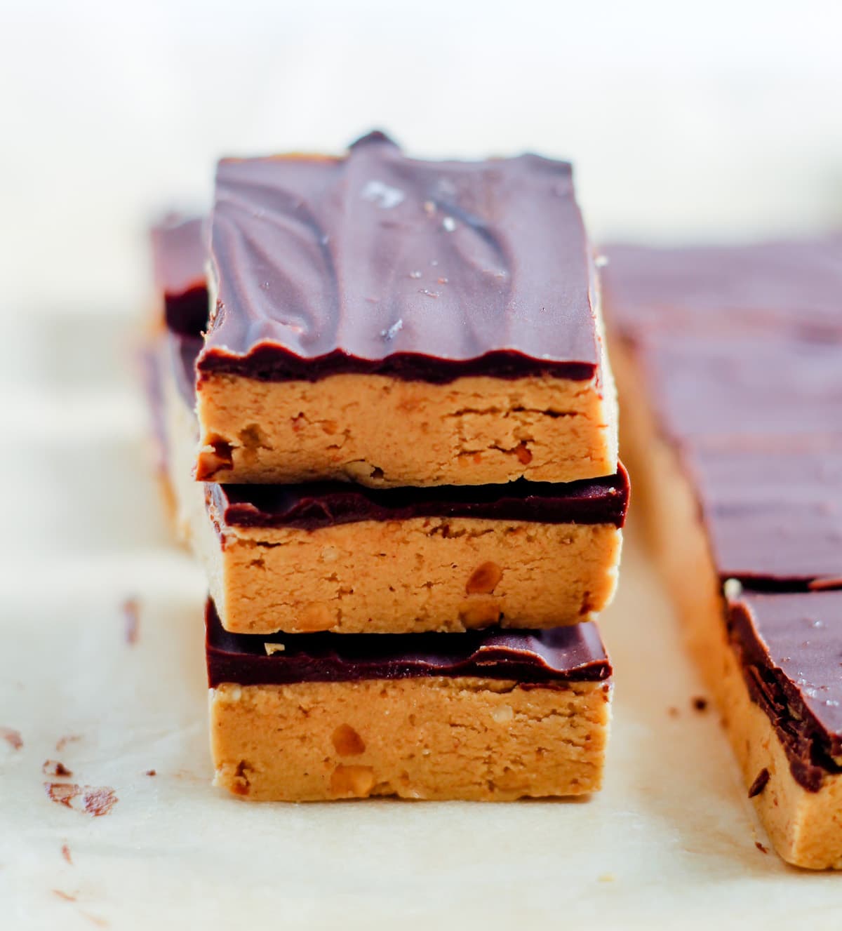 A stack of protein fudge bars.