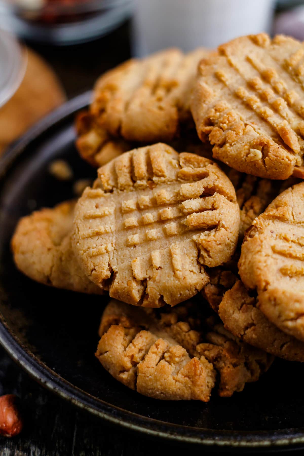 A plate of almond flour peanut butter cookies.