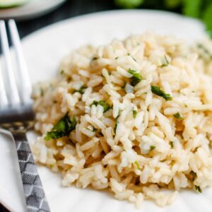 A plate of cilantro lime brown rice.