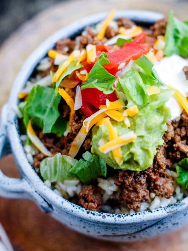 How to Make Taco Rice Bowl with Ground Beef