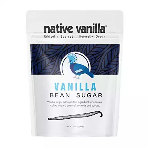 Organic Vanilla Bean Sugar – Native Vanilla – Made from Premium Vanilla Bean Pods – For Chefs and Home Cooking, Baking, and Dessert Making – Made with Real Vanilla Beans - 12 Oz