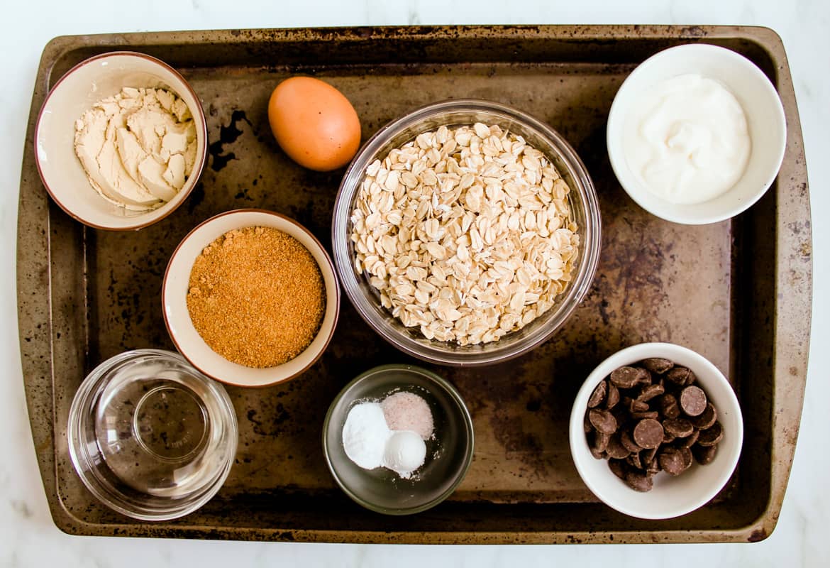Ingredients on a baking tray.
