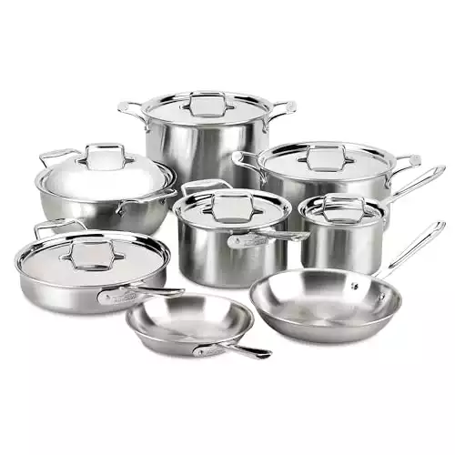 All-Clad 5-Ply Brushed Stainless Steel Cookware Set