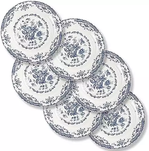 Ceramic Blue Rose Salad Plates