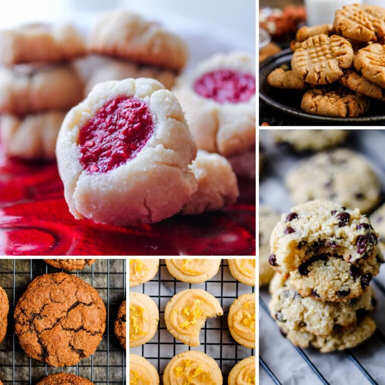 Grid of images of gluten free Christmas cookies.