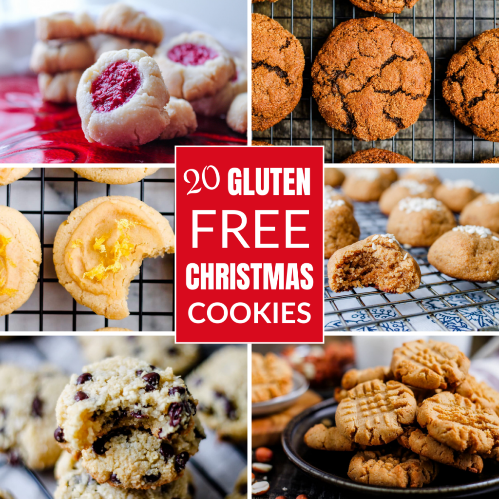 A collage of images of gluten free Christmas cookies.