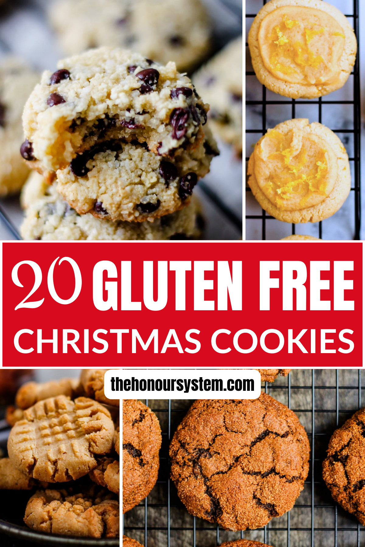A collage of images of gluten free Christmas cookies.
