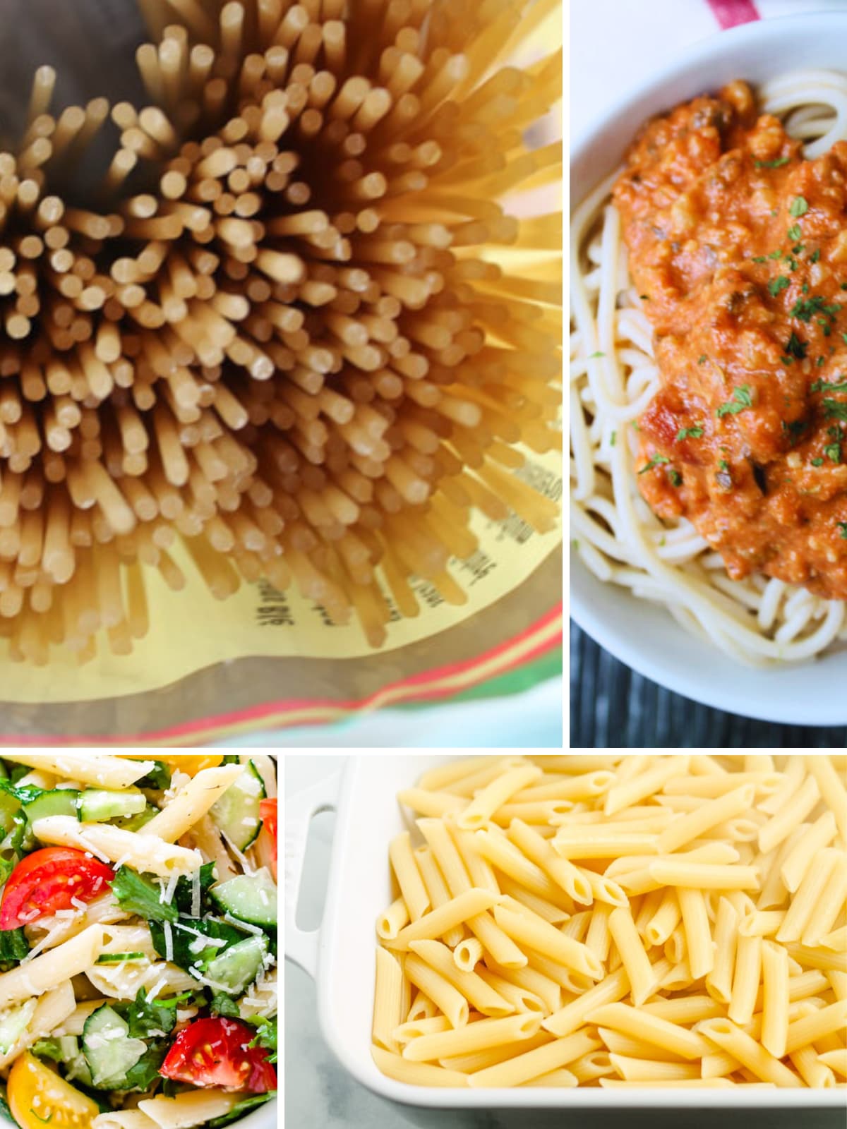 A collage of gluten free pasta alternatives.