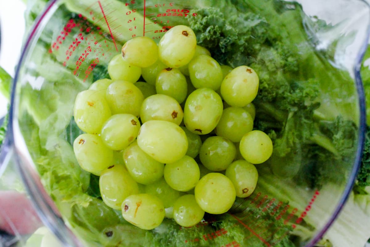 A container of grapes.