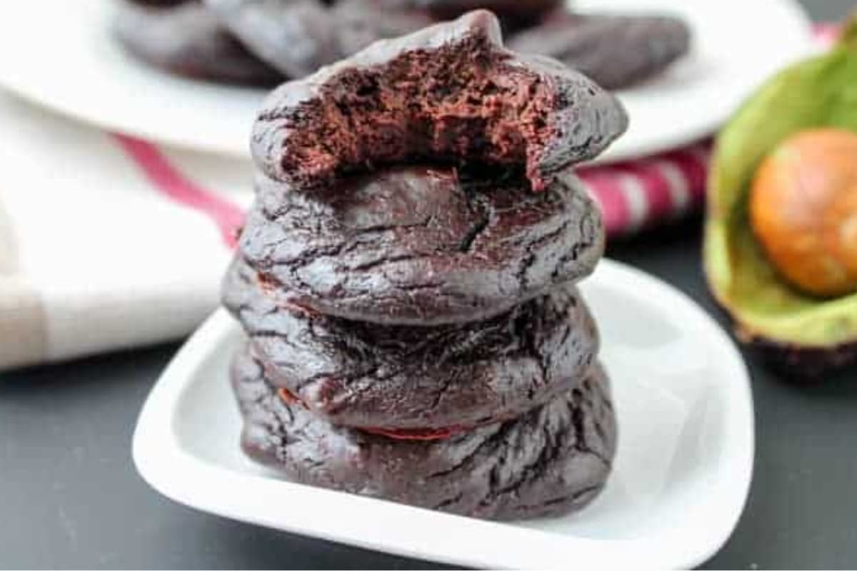 A plate of avocado cookies.