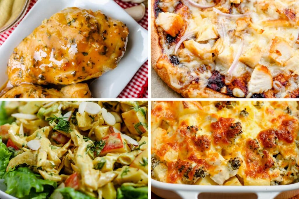 A collage of chicken recipes.