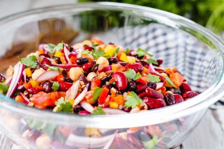 Cilantro bean salad in a bowl.