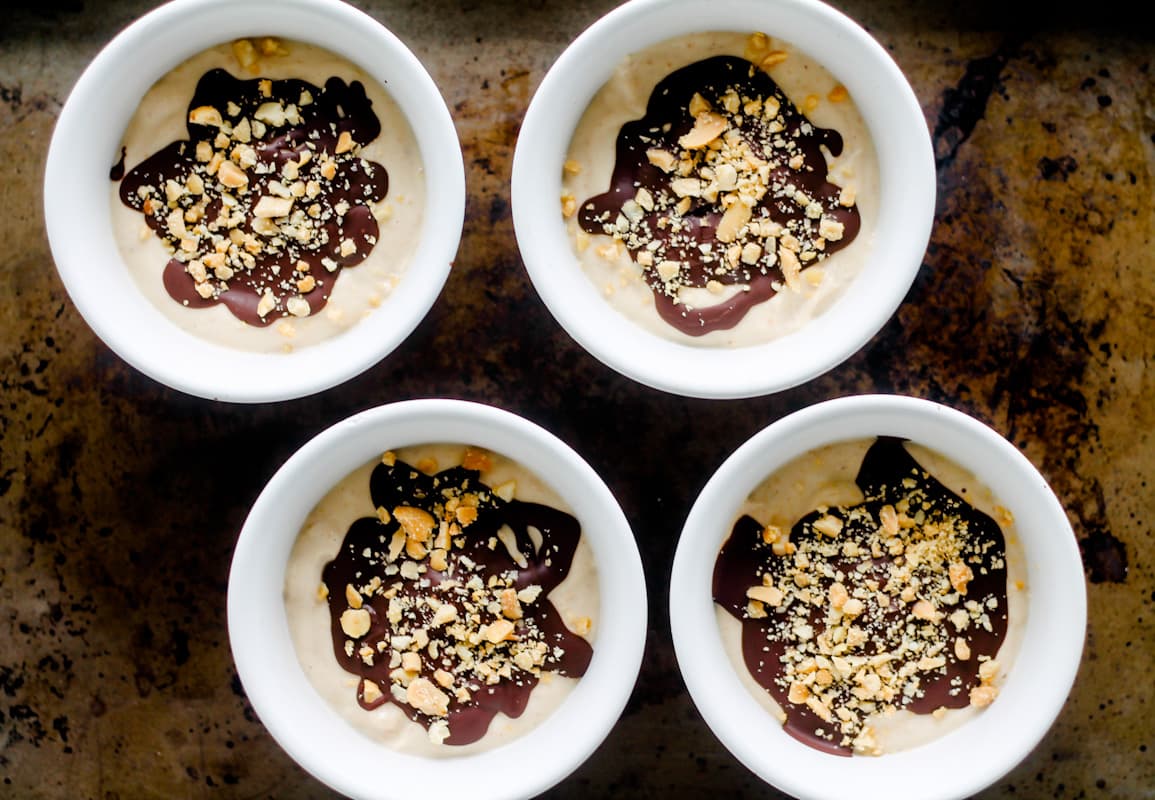 Overhead image of frozen protein peanut butter cups.