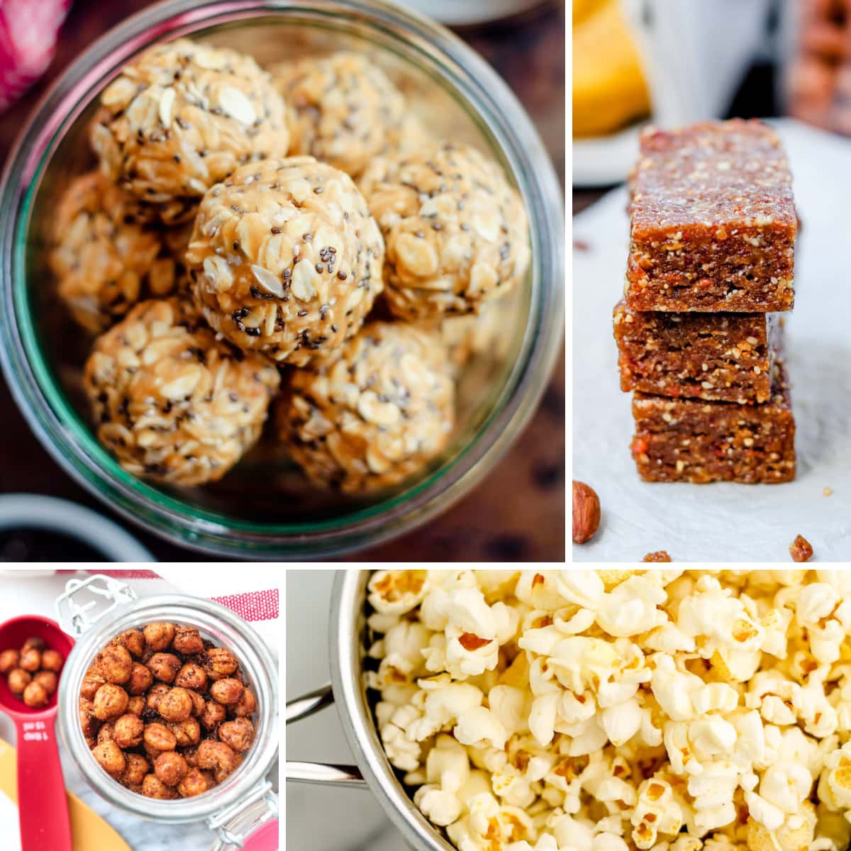 A collage of gluten free snacks.