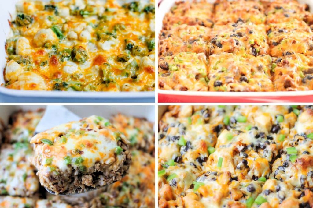 A collage of casserole images.