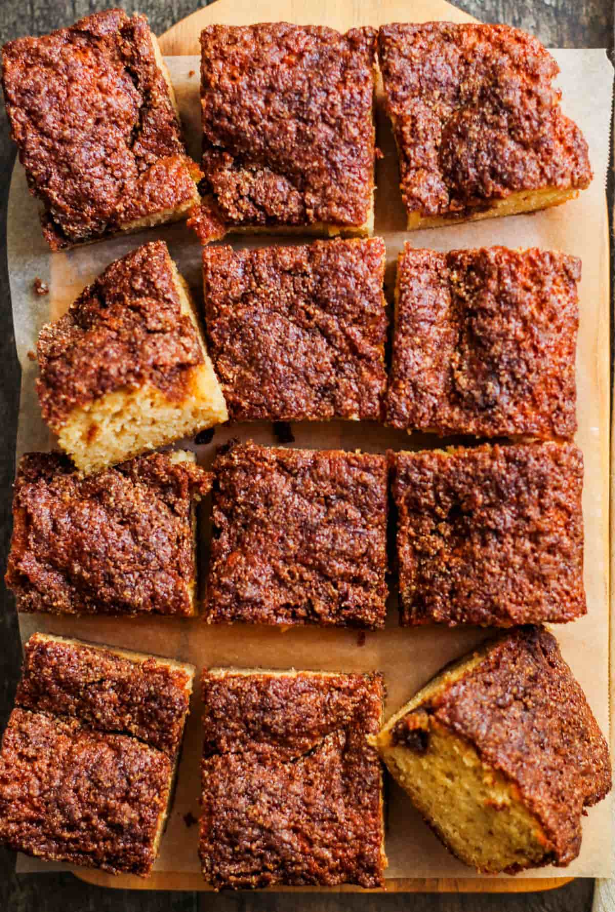 A platter of healthy coffee cake.