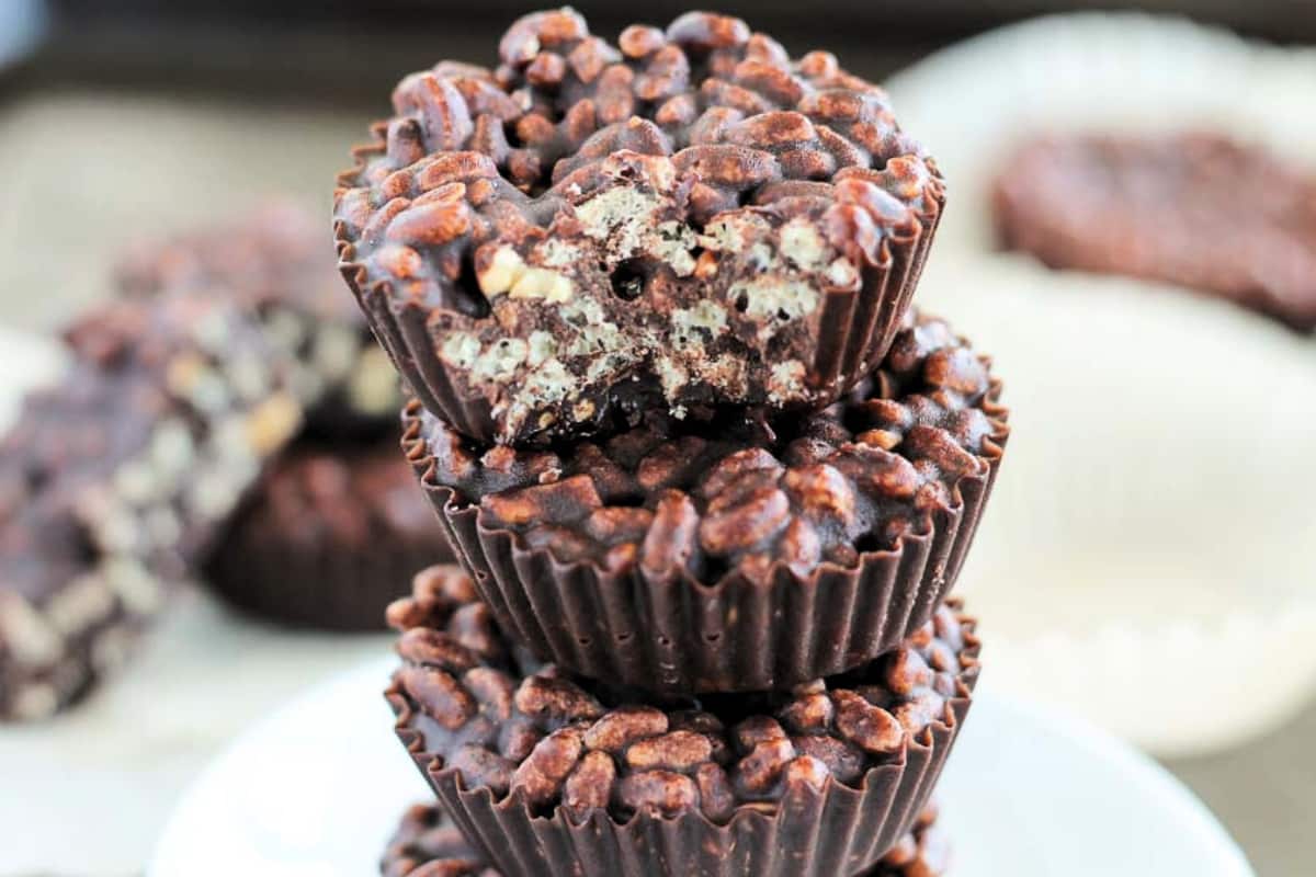 A stack of crispy peanut butter cups.