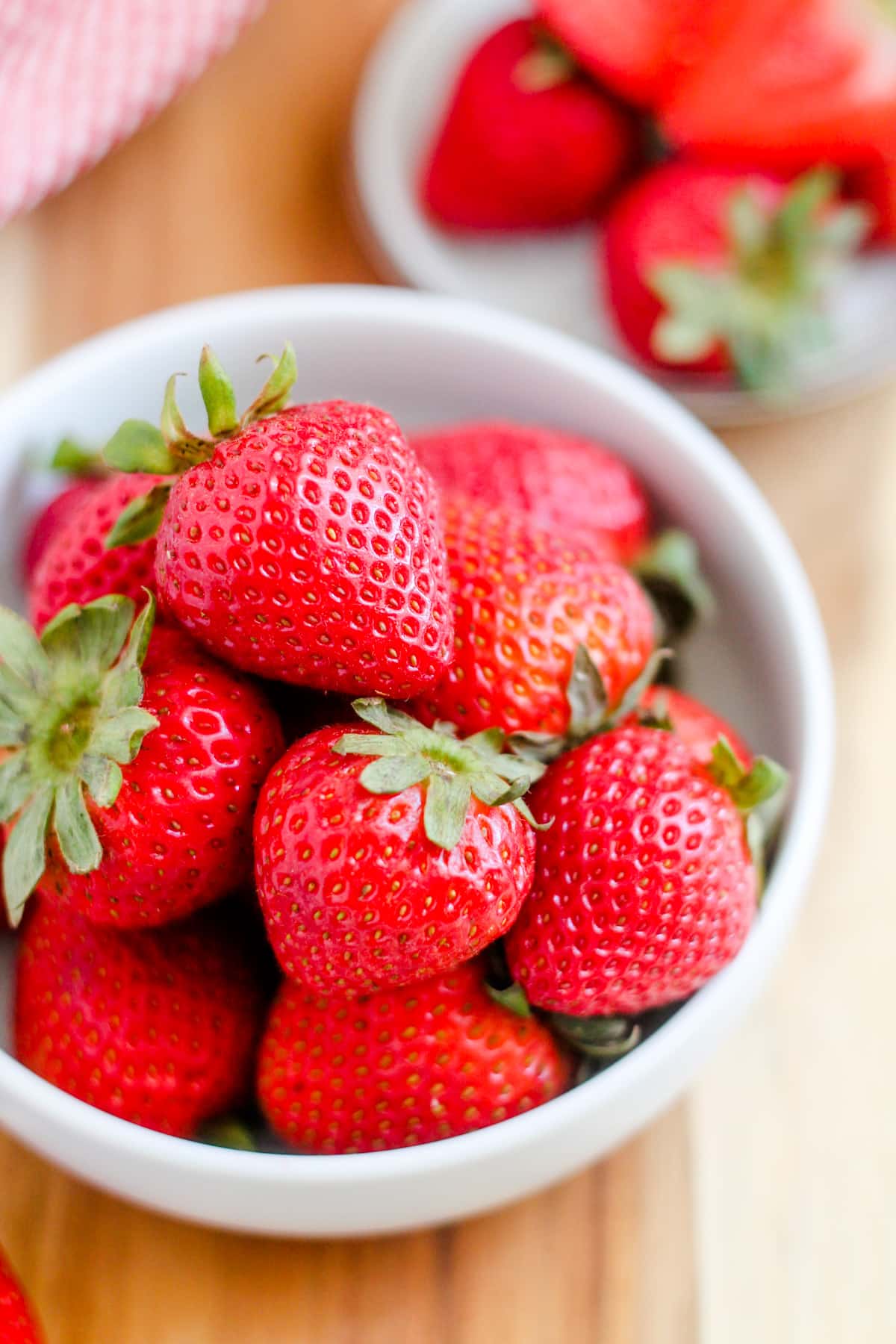A bowl of strawberries.