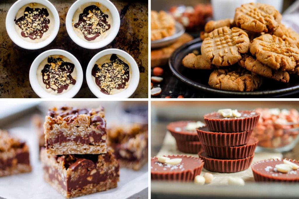 A collage of peanut butter recipes.