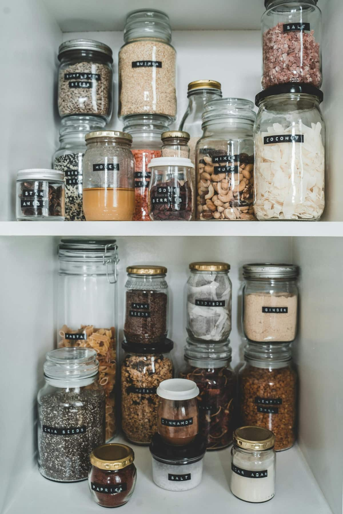 Jars in a pantry.