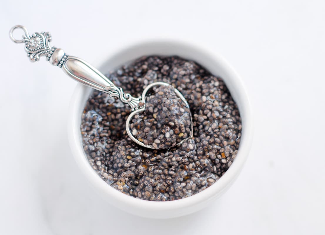 Chia seed gel in a dish.