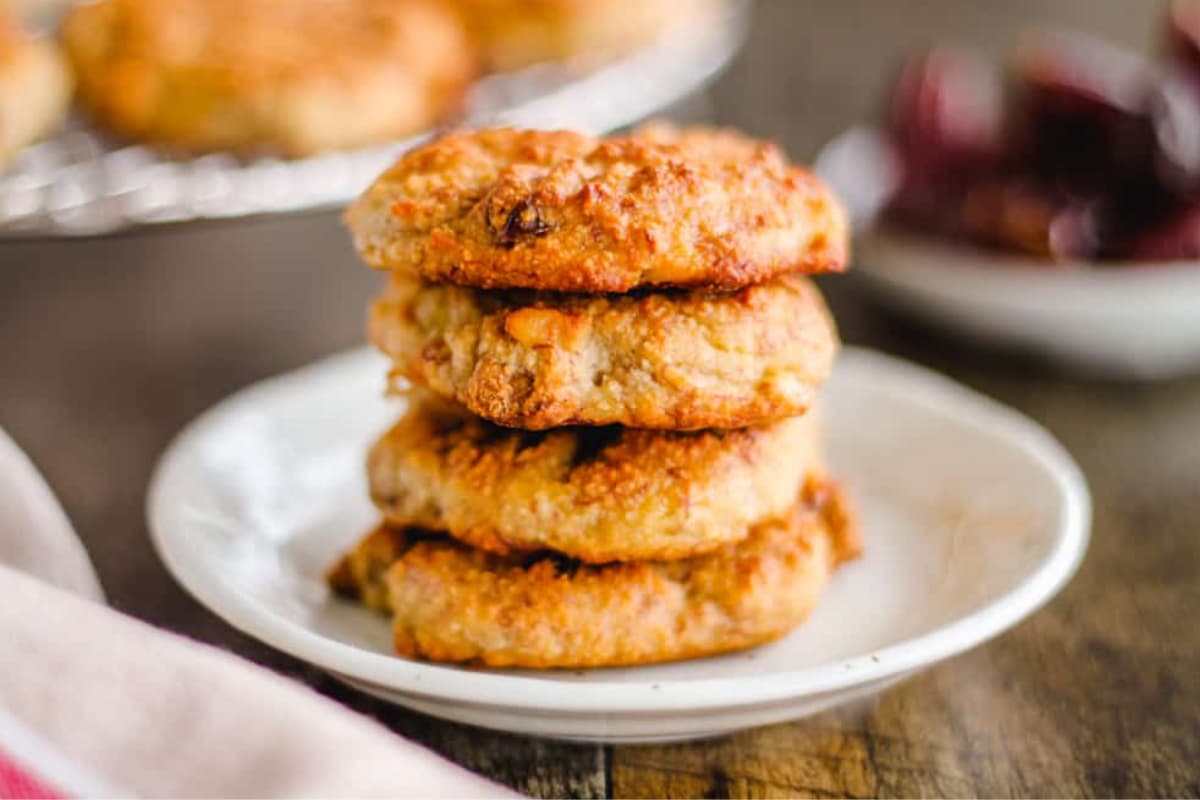 Banana cookies on a plate.