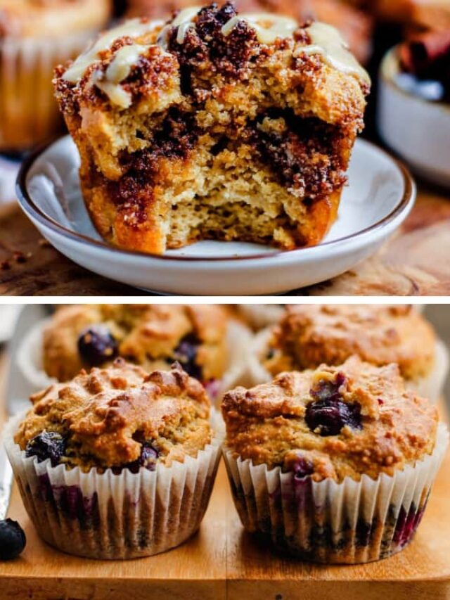 A collage of images of healthy muffins.