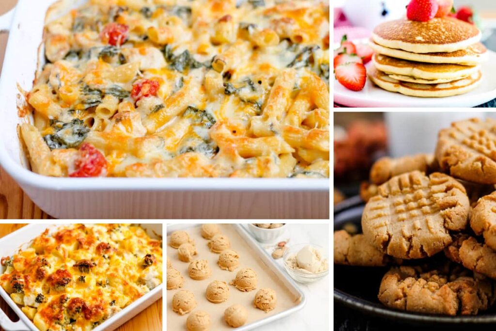 A collage of images of gluten free dishes.