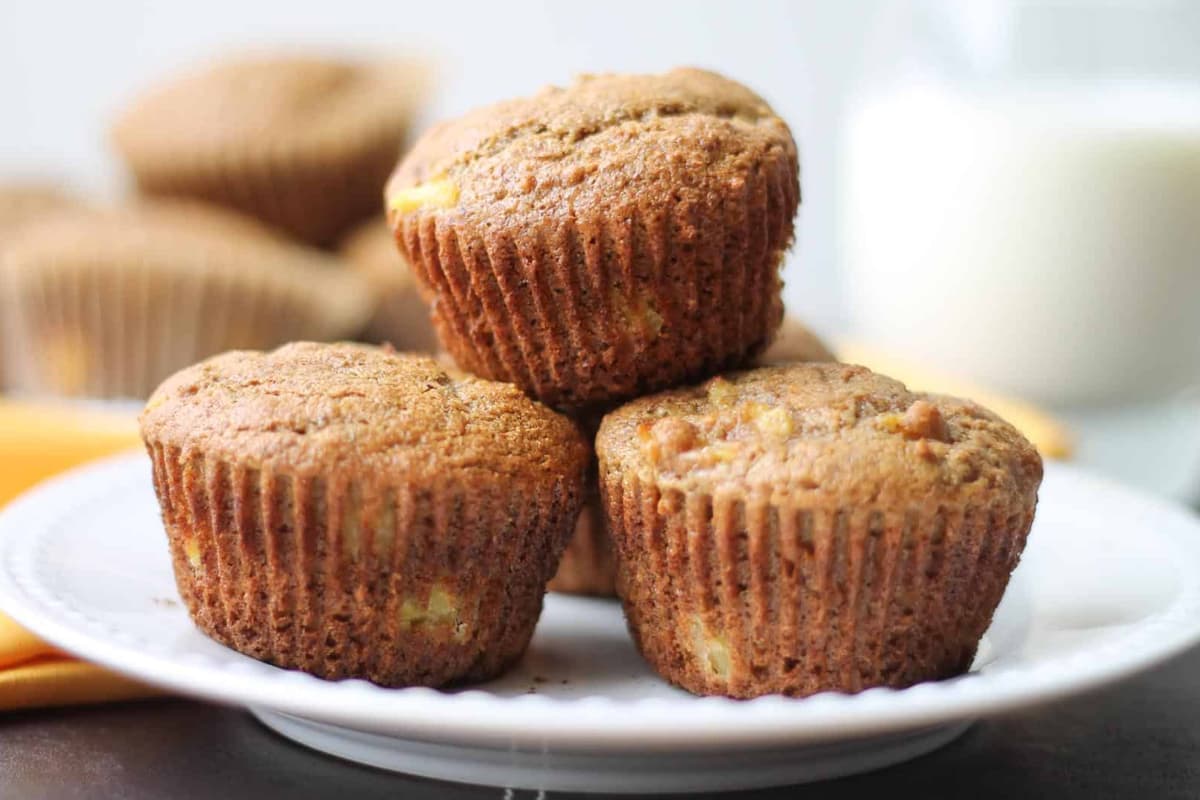 A plate of pineapple ginger muffins.