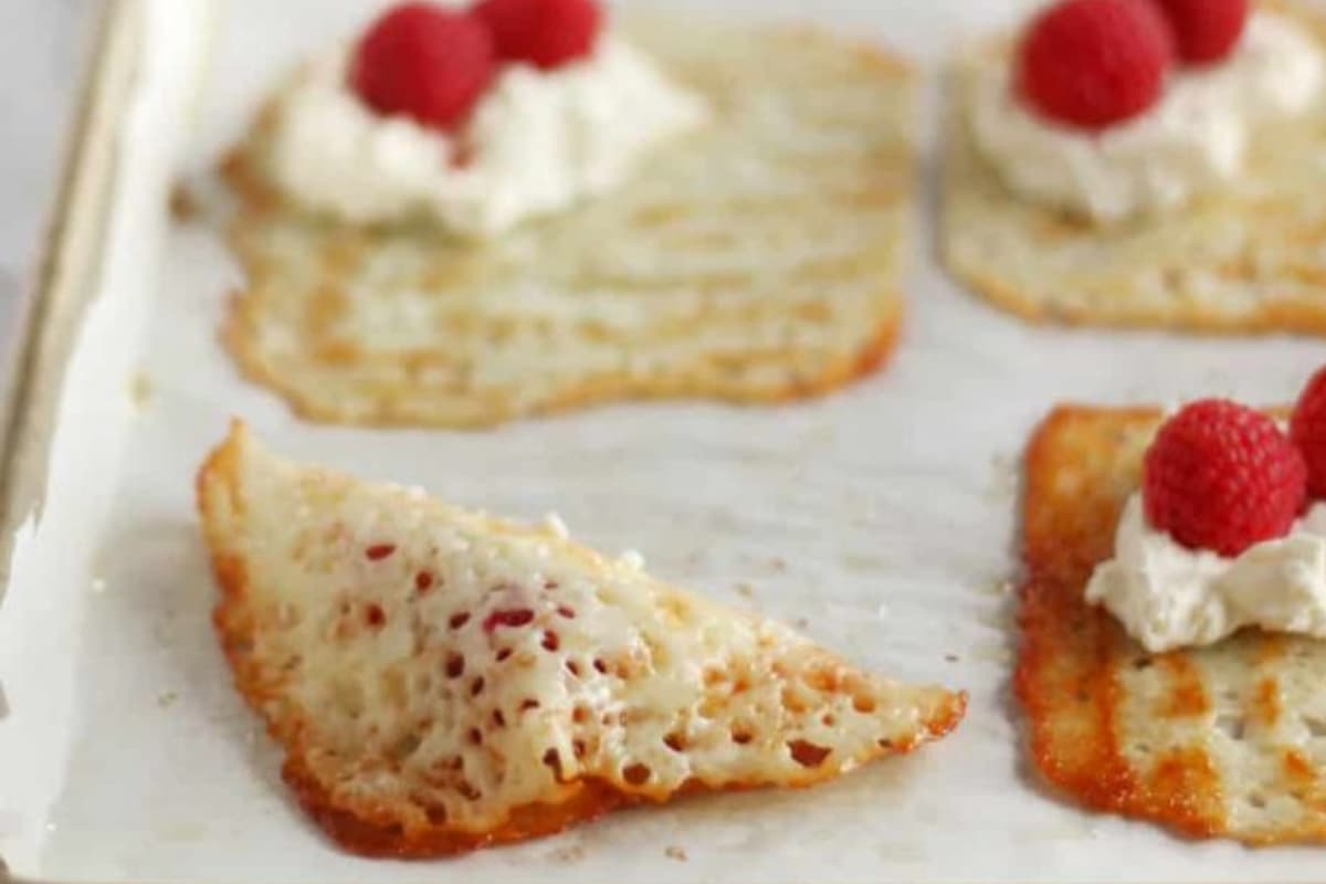 Raspberry turnover on a tray.