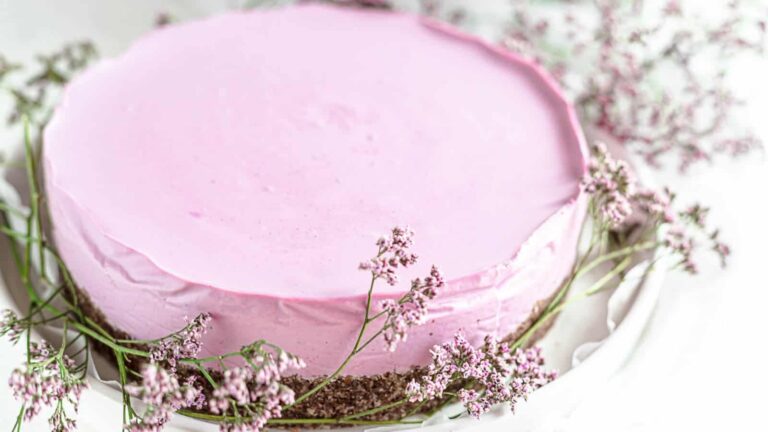 Wild Blueberries Protein Cake on a table.