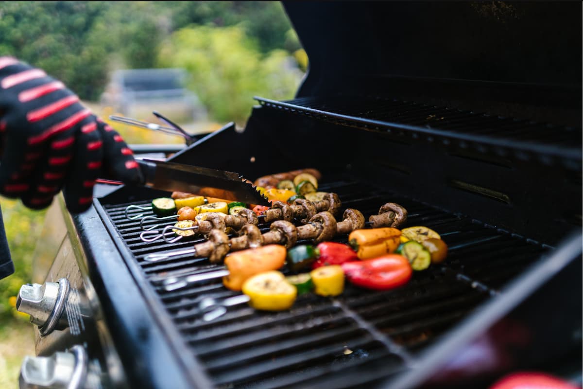 Vegetables on a grill.