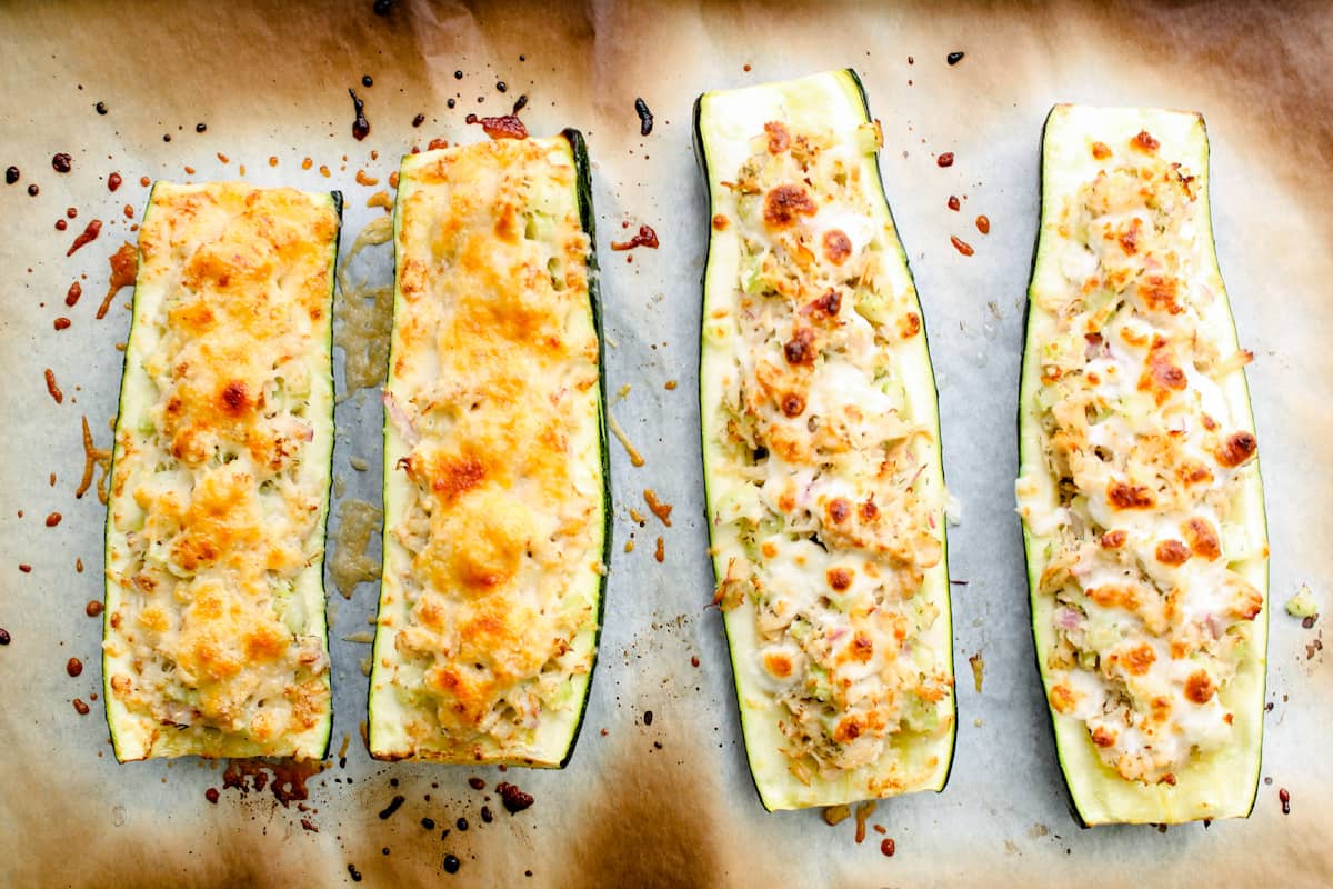 Zucchini boats fresh from the oven.