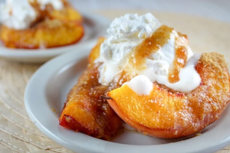 A plate of air fryer peaches.