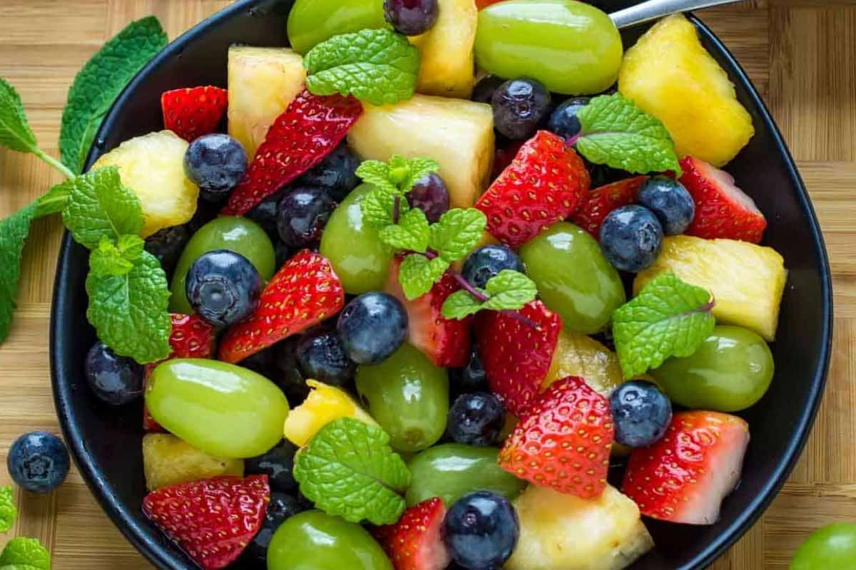 A bowl of berry salad.