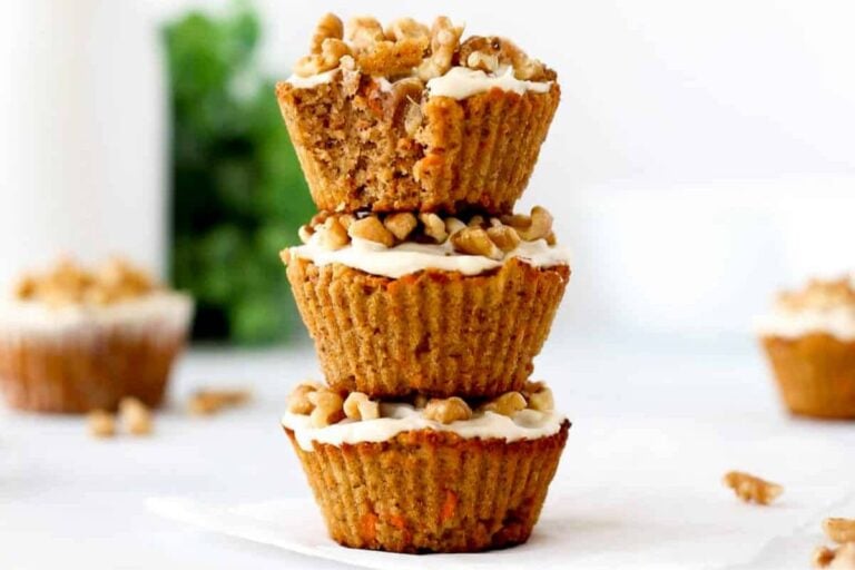 A stack of carrot pineapple muffins.