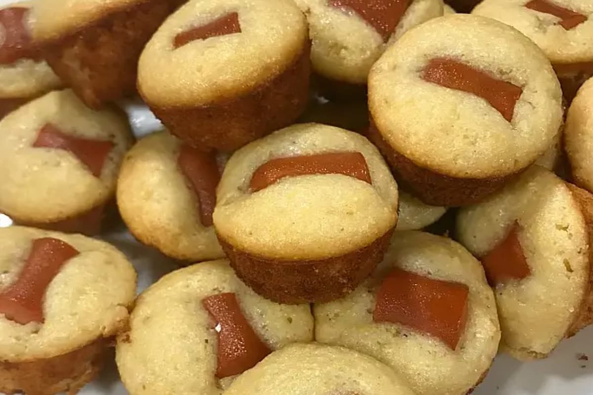 A plate of corn dog mini muffins.