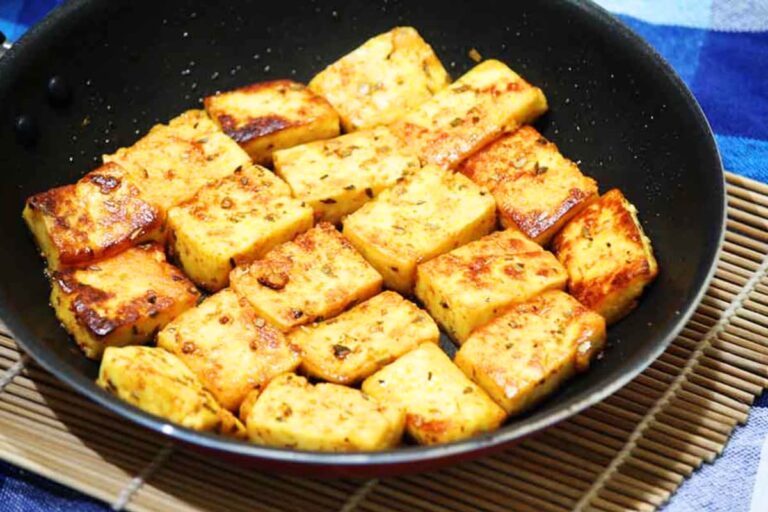 A pan of cottage cheese appetizer.