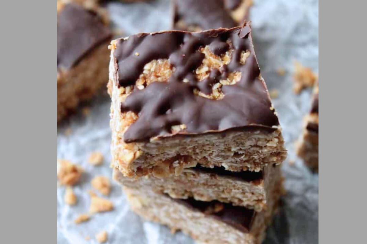 A stack of healthier butterfinger bars.