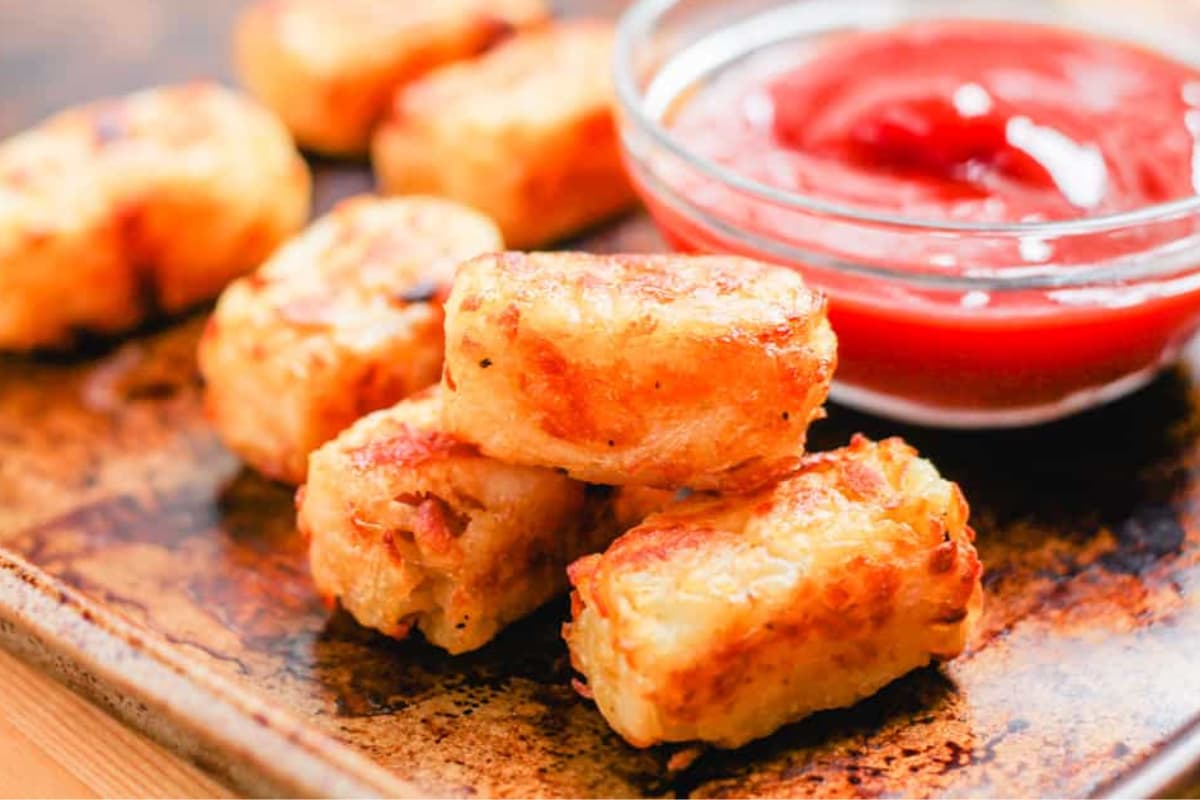 A tray of homemade tater tots.