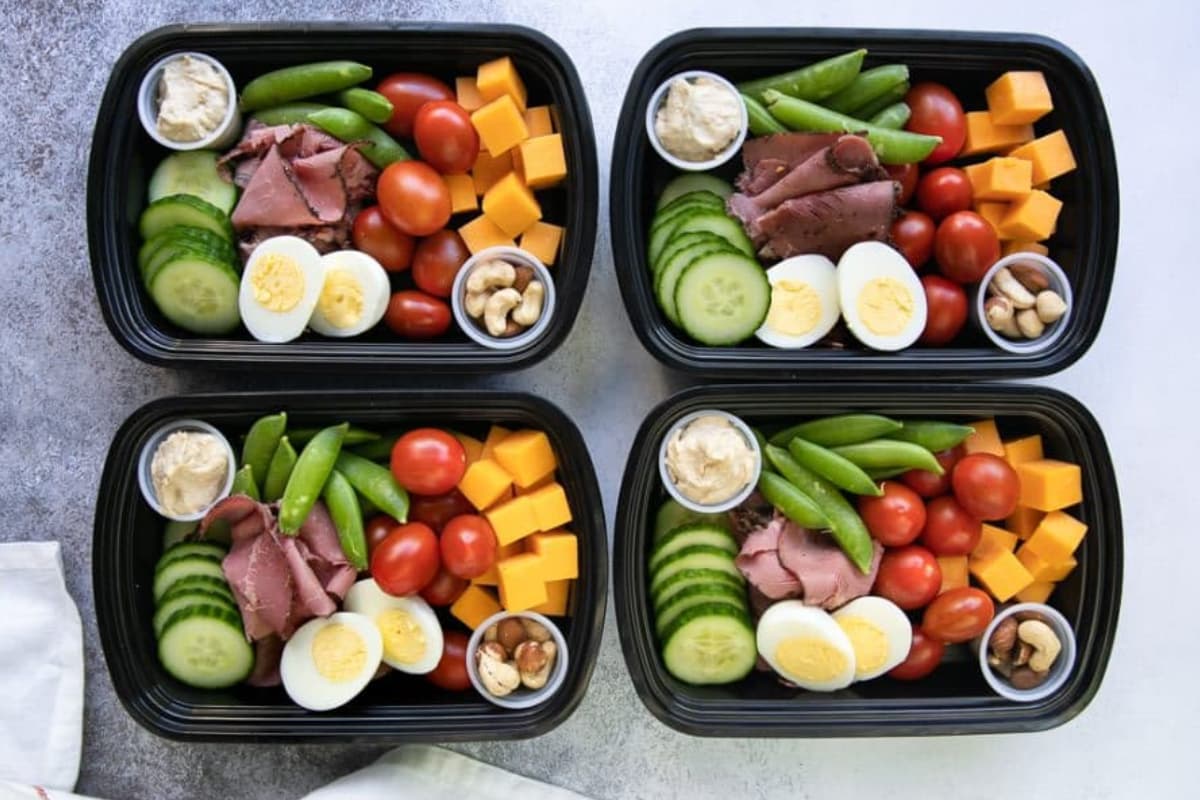 Containers of protein snack packs.