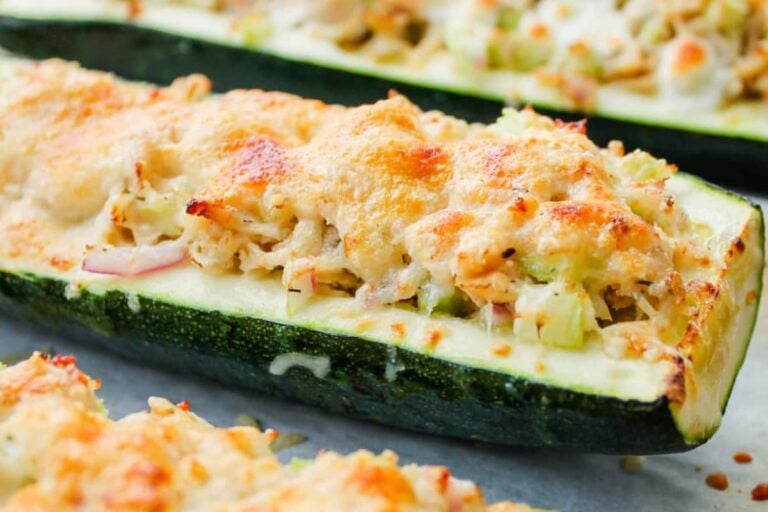 A tray of zucchini tuna melts.